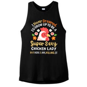 Funny Crazy Chicken Farmer Lady Women Funny Animal Chicken Lover Farmer Gifts Ladies PosiCharge Tri-Blend Wicking Tank