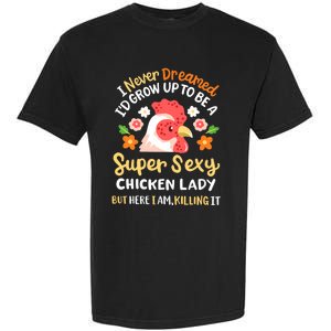 Funny Crazy Chicken Farmer Lady Women Funny Animal Chicken Lover Farmer Gifts Garment-Dyed Heavyweight T-Shirt