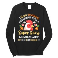 Funny Crazy Chicken Farmer Lady Women Funny Animal Chicken Lover Farmer Gifts Long Sleeve Shirt