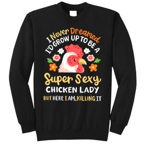 Funny Crazy Chicken Farmer Lady Women Funny Animal Chicken Lover Farmer Gifts Sweatshirt