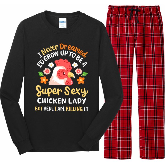 Funny Crazy Chicken Farmer Lady Women Funny Animal Chicken Lover Farmer Gifts Long Sleeve Pajama Set