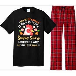 Funny Crazy Chicken Farmer Lady Women Funny Animal Chicken Lover Farmer Gifts Pajama Set