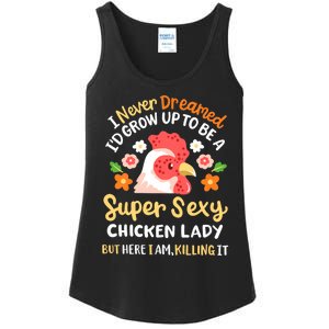 Funny Crazy Chicken Farmer Lady Women Funny Animal Chicken Lover Farmer Gifts Ladies Essential Tank