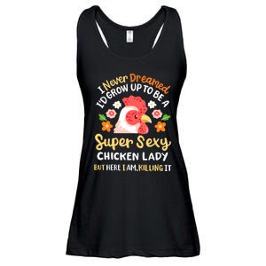 Funny Crazy Chicken Farmer Lady Women Funny Animal Chicken Lover Farmer Gifts Ladies Essential Flowy Tank