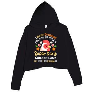 Funny Crazy Chicken Farmer Lady Women Funny Animal Chicken Lover Farmer Gifts Crop Fleece Hoodie