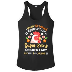 Funny Crazy Chicken Farmer Lady Women Funny Animal Chicken Lover Farmer Gifts Ladies PosiCharge Competitor Racerback Tank