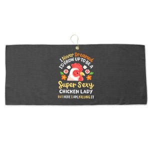 Funny Crazy Chicken Farmer Lady Women Funny Animal Chicken Lover Farmer Gifts Large Microfiber Waffle Golf Towel