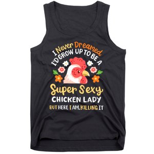 Funny Crazy Chicken Farmer Lady Women Funny Animal Chicken Lover Farmer Gifts Tank Top