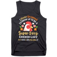 Funny Crazy Chicken Farmer Lady Women Funny Animal Chicken Lover Farmer Gifts Tank Top