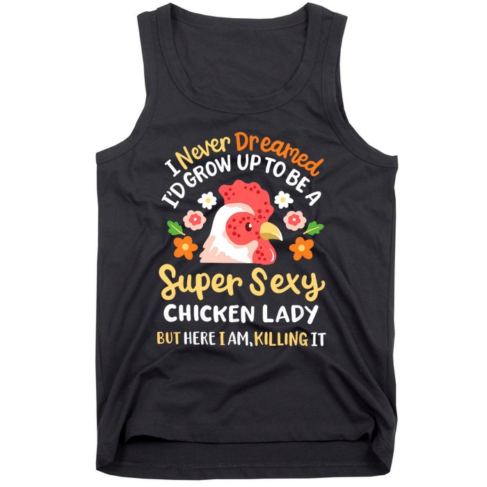 Funny Crazy Chicken Farmer Lady Women Funny Animal Chicken Lover Farmer Gifts Tank Top