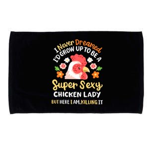 Funny Crazy Chicken Farmer Lady Women Funny Animal Chicken Lover Farmer Gifts Microfiber Hand Towel