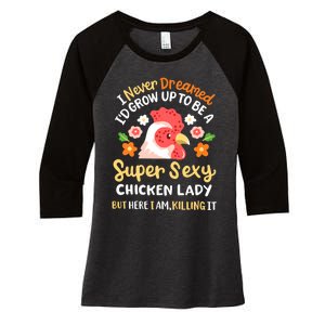 Funny Crazy Chicken Farmer Lady Women Funny Animal Chicken Lover Farmer Gifts Women's Tri-Blend 3/4-Sleeve Raglan Shirt