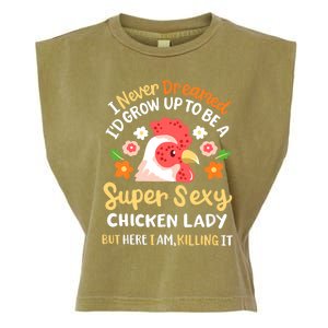 Funny Crazy Chicken Farmer Lady Women Funny Animal Chicken Lover Farmer Gifts Garment-Dyed Women's Muscle Tee