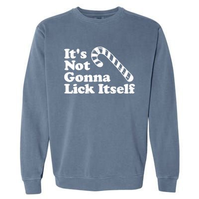 Funny Candy Cane Lick Itself Adult Christmas in July Gift Garment-Dyed Sweatshirt