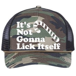 Funny Candy Cane Lick Itself Adult Christmas in July Gift Retro Rope Trucker Hat Cap