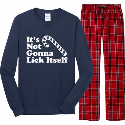 Funny Candy Cane Lick Itself Adult Christmas in July Gift Long Sleeve Pajama Set