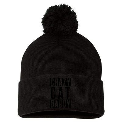 Funny Crazy Cat Daddy Gift, Proud Cat Lover Graphic Pom Pom 12in Knit Beanie