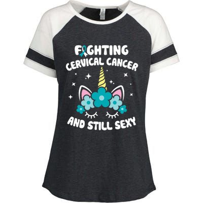 Fighting Cervical Cancer Still Sexy Cervical Cancer Warrior Cute Gift Enza Ladies Jersey Colorblock Tee