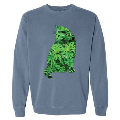 Funny Cannabis & Cat Lover Marijuana Weed Smoker Art Garment-Dyed Sweatshirt