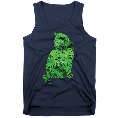 Funny Cannabis & Cat Lover Marijuana Weed Smoker Art Tank Top