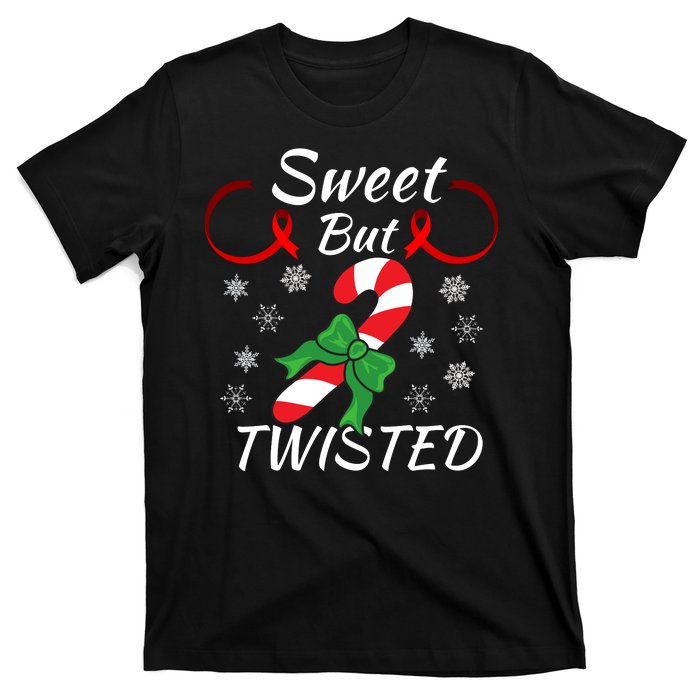 Funny Candy Cane Christmas Holiday Sweet But Twisted Funny Holiday Candy Design T-Shirt