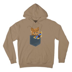 Funny Cat Cat In Pocket Looking At A Butterfly Hoodie