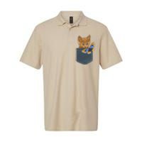 Funny Cat Cat In Pocket Looking At A Butterfly Softstyle Adult Sport Polo