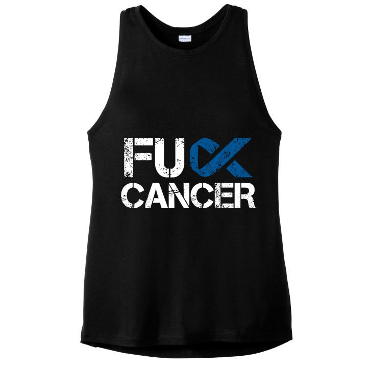 Fuck Cancer Colon Cancer Support Gift Ladies PosiCharge Tri-Blend Wicking Tank