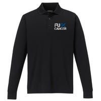 Fuck Cancer Colon Cancer Support Gift Performance Long Sleeve Polo