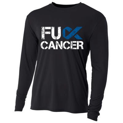 Fuck Cancer Colon Cancer Support Gift Cooling Performance Long Sleeve Crew