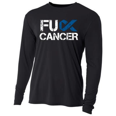 Fuck Cancer Colon Cancer Support Gift Cooling Performance Long Sleeve Crew