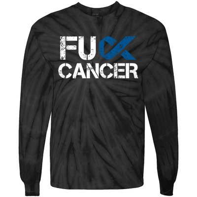 Fuck Cancer Colon Cancer Support Gift Tie-Dye Long Sleeve Shirt