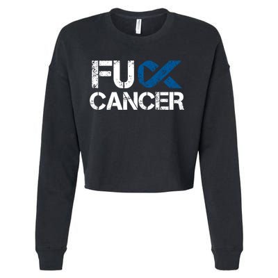 Fuck Cancer Colon Cancer Support Gift Cropped Pullover Crew