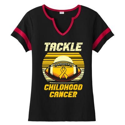 Football Childhood Cancer Awareness Ladies Halftime Notch Neck Tee