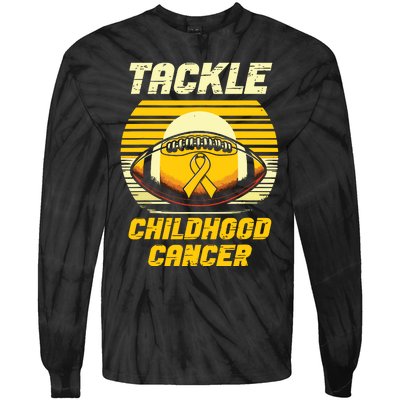 Football Childhood Cancer Awareness Tie-Dye Long Sleeve Shirt