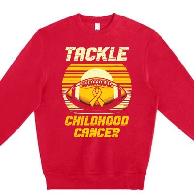 Football Childhood Cancer Awareness Premium Crewneck Sweatshirt