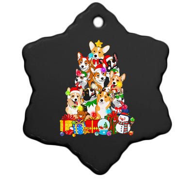 Funny Corgi Christmas Tree Lights Puppy Corgi Dog Lover Ceramic Star Ornament