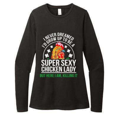 Funny Crazy Chicken Farmer Lady Women Meaningful Gift Womens CVC Long Sleeve Shirt