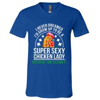 Funny Crazy Chicken Farmer Lady Women Meaningful Gift V-Neck T-Shirt