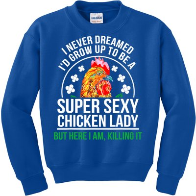 Funny Crazy Chicken Farmer Lady Women Meaningful Gift Kids Sweatshirt