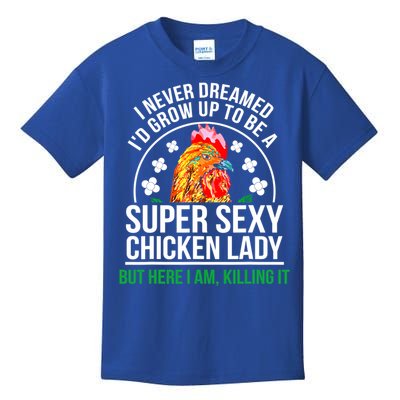 Funny Crazy Chicken Farmer Lady Women Meaningful Gift Kids T-Shirt