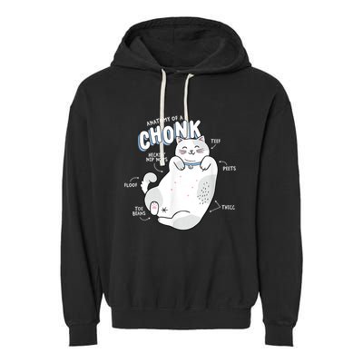 Funny Chonk Cat Meme Anatomy Of A Chonk Garment-Dyed Fleece Hoodie