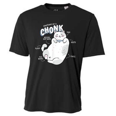 Funny Chonk Cat Meme Anatomy Of A Chonk Cooling Performance Crew T-Shirt