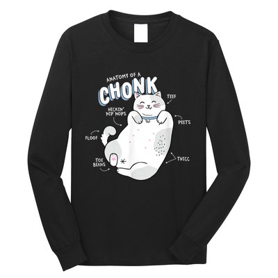 Funny Chonk Cat Meme Anatomy Of A Chonk Long Sleeve Shirt