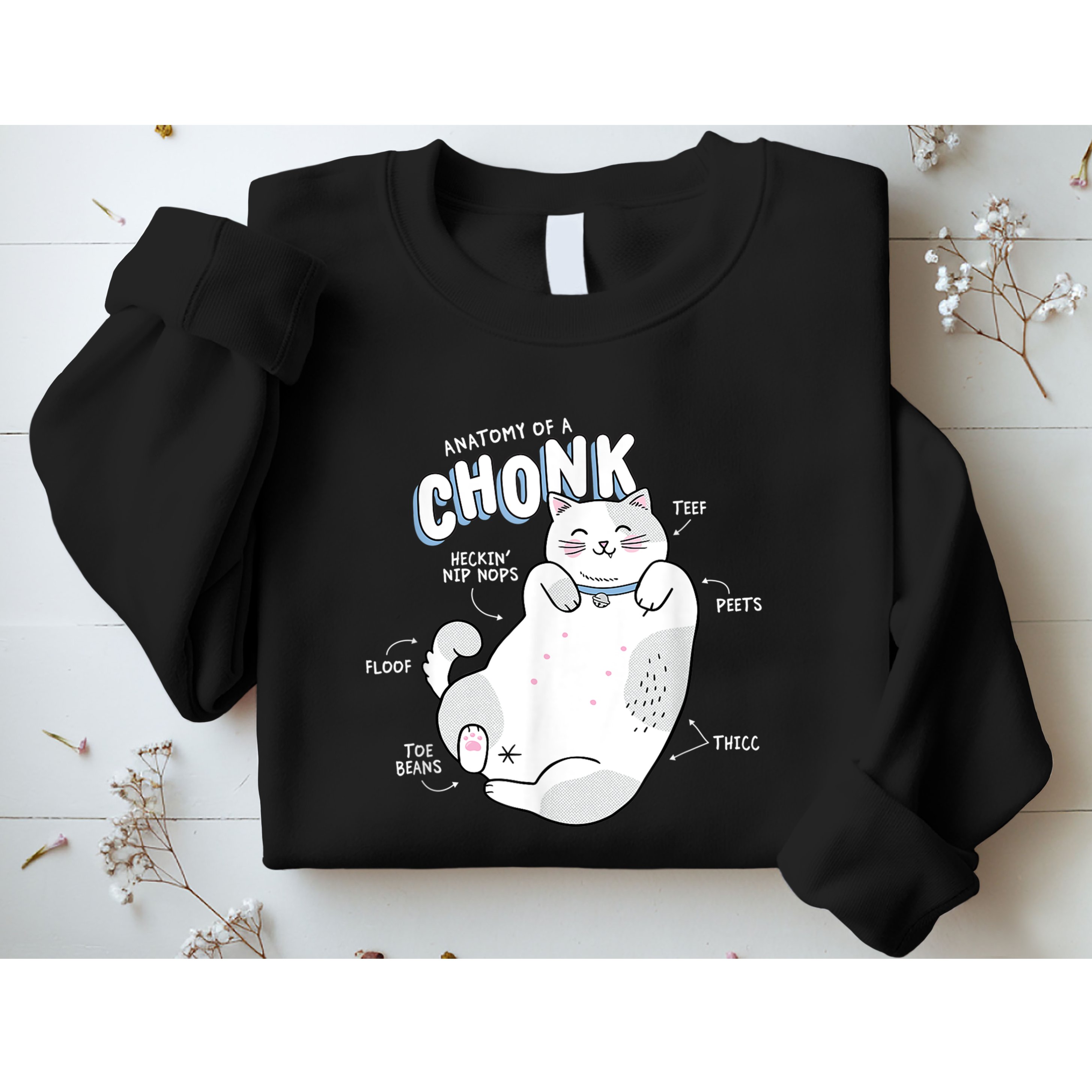 Funny Chonk Cat Meme Anatomy Of A Chonk Sweatshirt