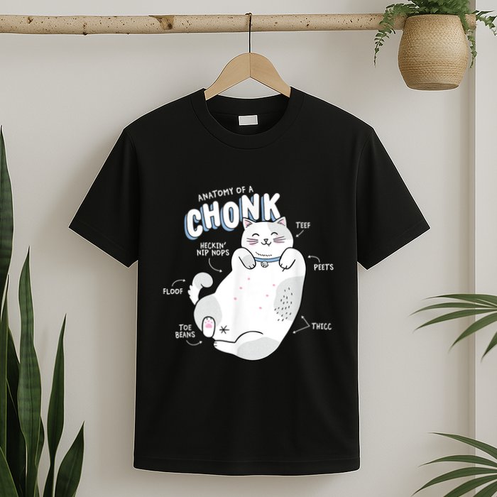 Funny Chonk Cat Meme Anatomy Of A Chonk T-Shirt