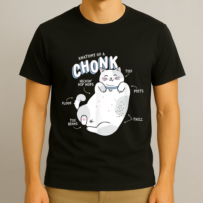 Funny Chonk Cat Meme Anatomy Of A Chonk T-Shirt