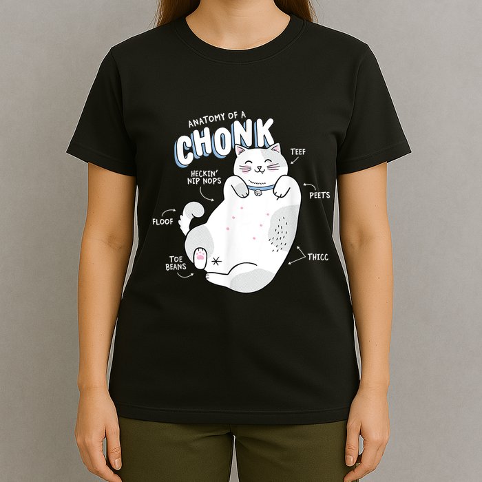 Funny Chonk Cat Meme Anatomy Of A Chonk T-Shirt