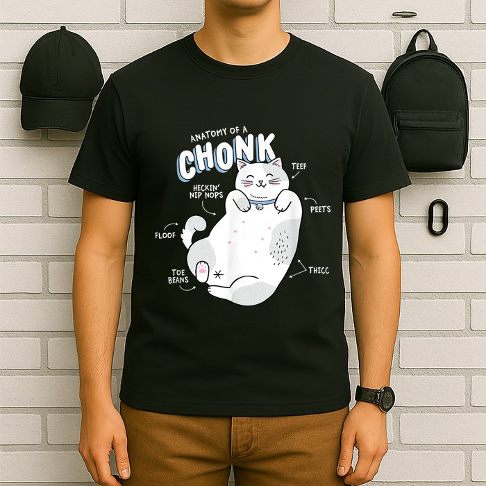 Funny Chonk Cat Meme Anatomy Of A Chonk T-Shirt