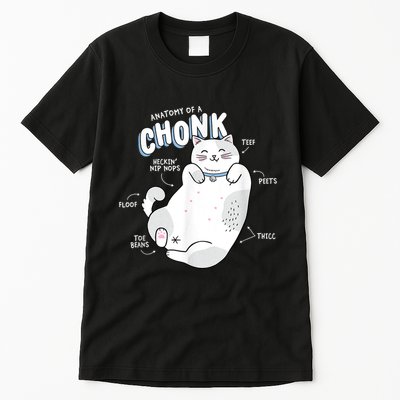 Funny Chonk Cat Meme Anatomy Of A Chonk Tall T-Shirt